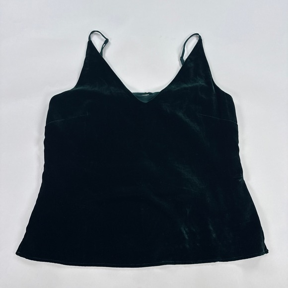 L'AGENCE Tops - L'AGENCE Womens Cami S Green Jane Silk Velvet Tank Top Luxe Minimalist Night Out